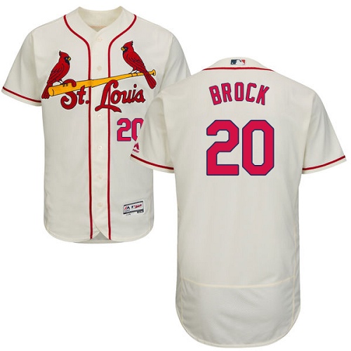 Cardinals #20 Lou Brock Cream Flexbase Authentic Collection Stitched MLB Jersey